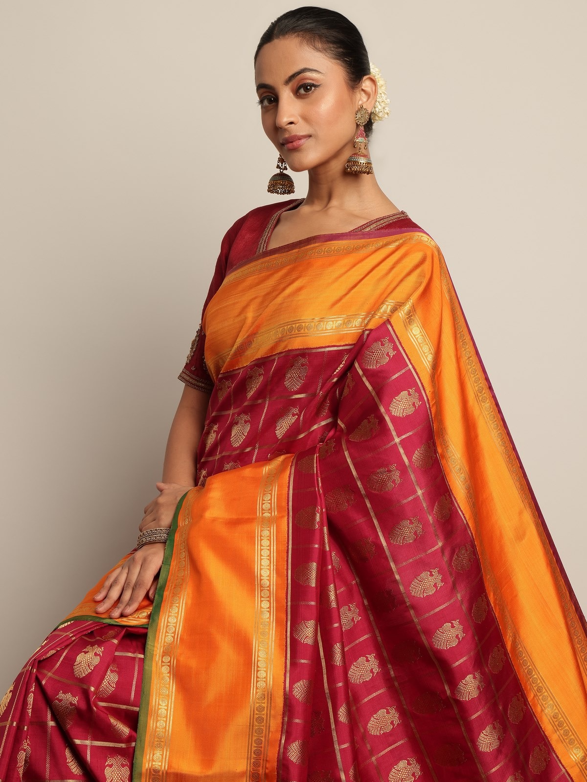 Pink Silk Kancheepuram Saree