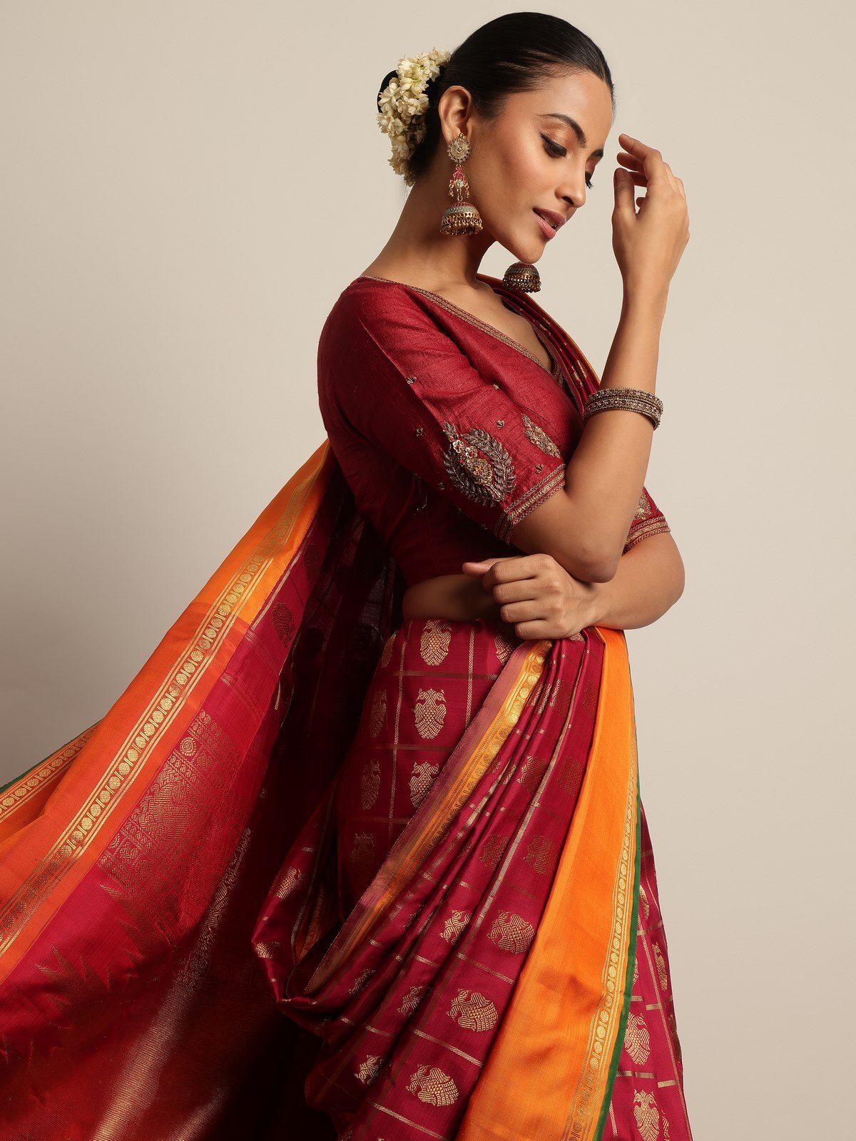 Pink Silk Kancheepuram Saree