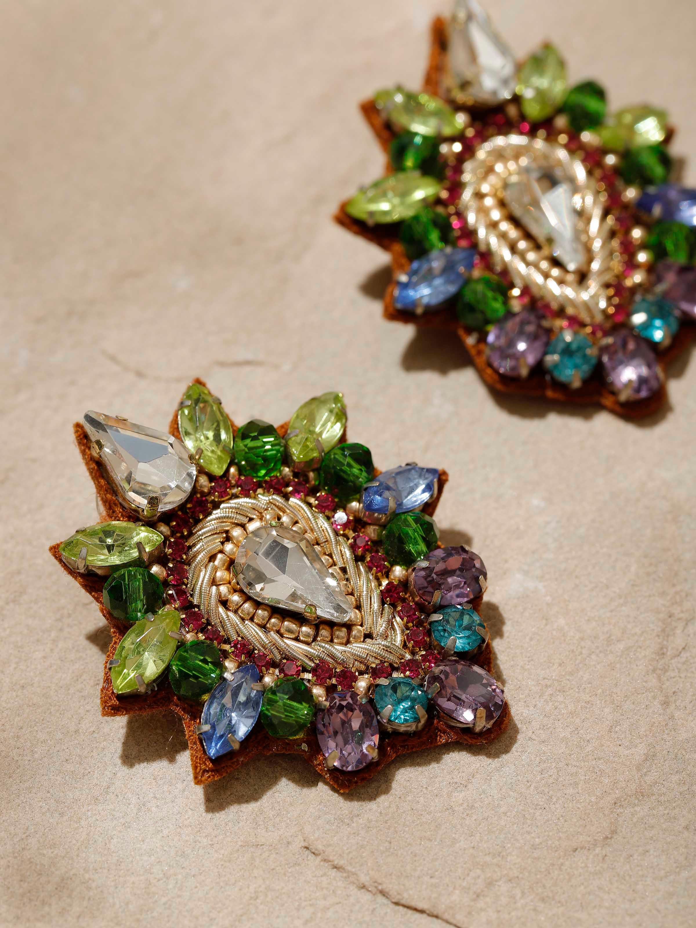 Detailed view of Handcrafted Stud Earrings with intricate pattern by Swadesh