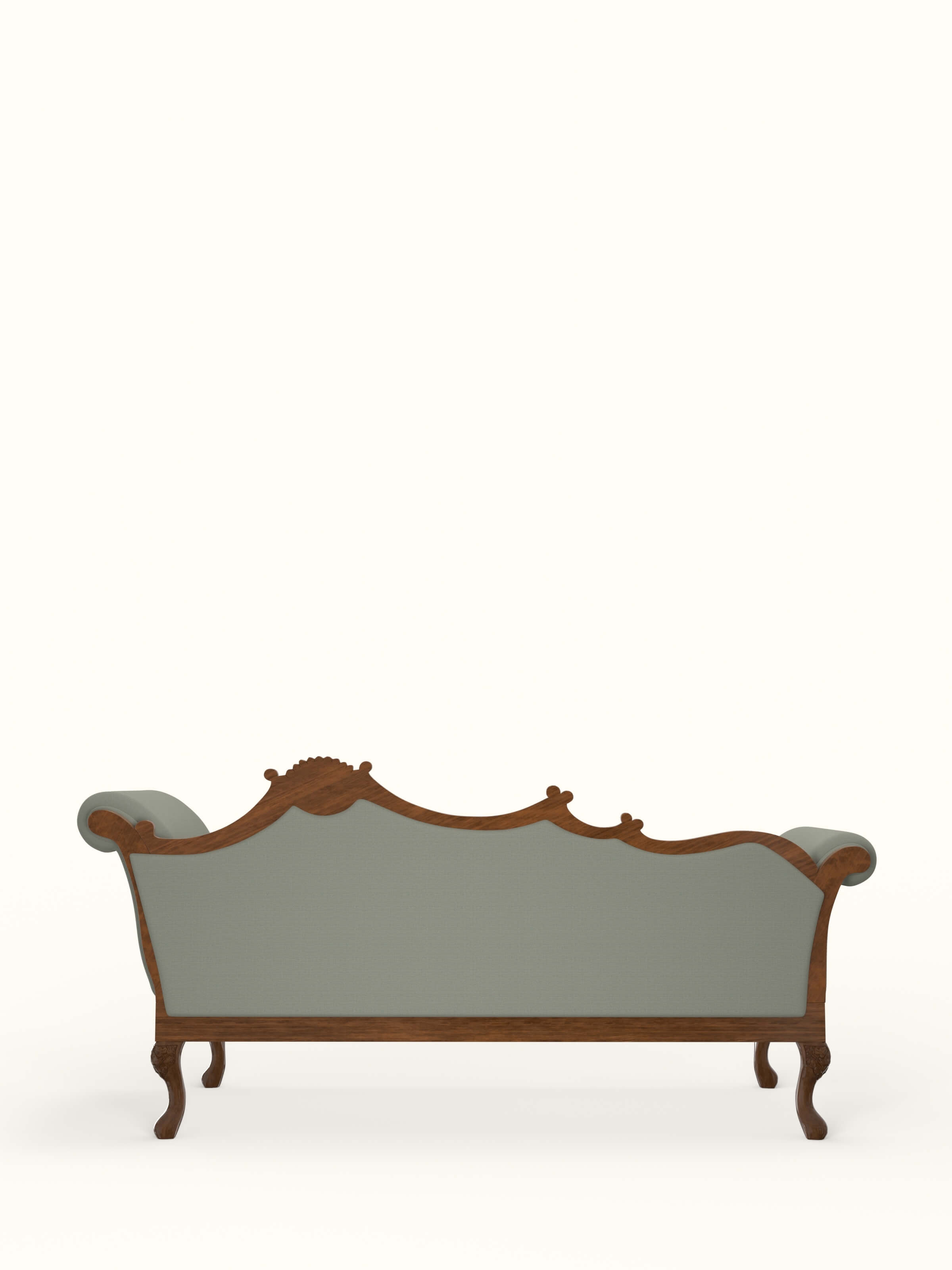 Beige Woven Fabric Upholstered Carved Walnut Wood Daybed
