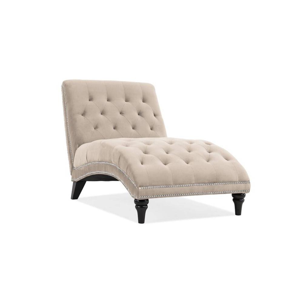 Pion Velvet Chaise Launger in Cream Colour