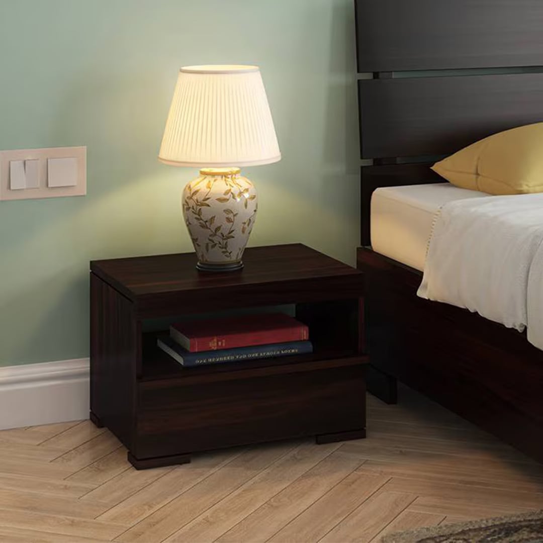 Ohio Solid Wood Bedside Table in Mahogany Finish