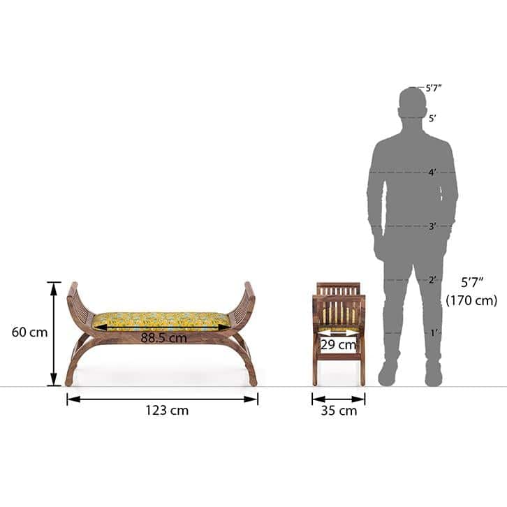 Magnolia Solid Wood Dining Bench In Teak Finish