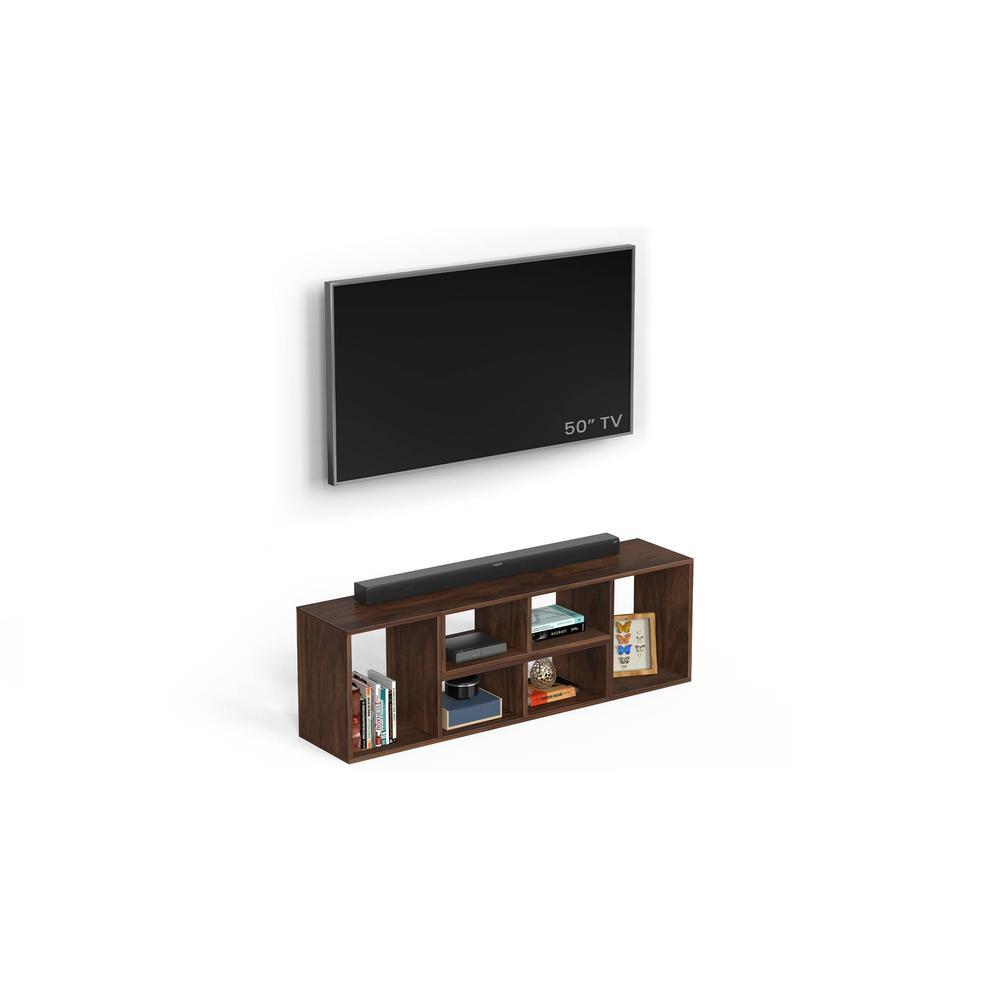 Petel Engineered Wood TV Entertainment Unit/Versatile Adjustable TV Stand & Storage Unit with 6 Compartments & Adjustable L-Shaped Shelves DIY Ideal Upto 65 Inches TV (Brown Maple)