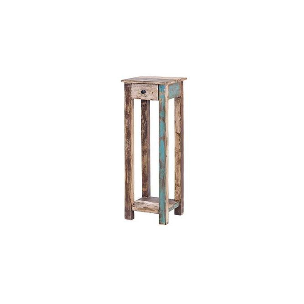 Paulo Solid Wood Side Table in  Distressed Finish
