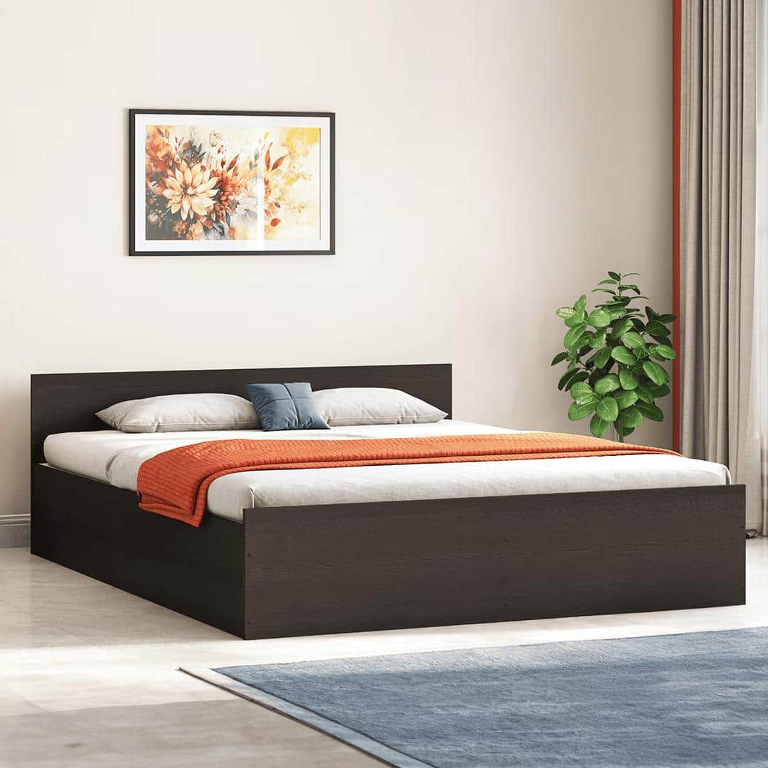 Sadie Queen Size Box Storage Bed In Dark Wenge Finish