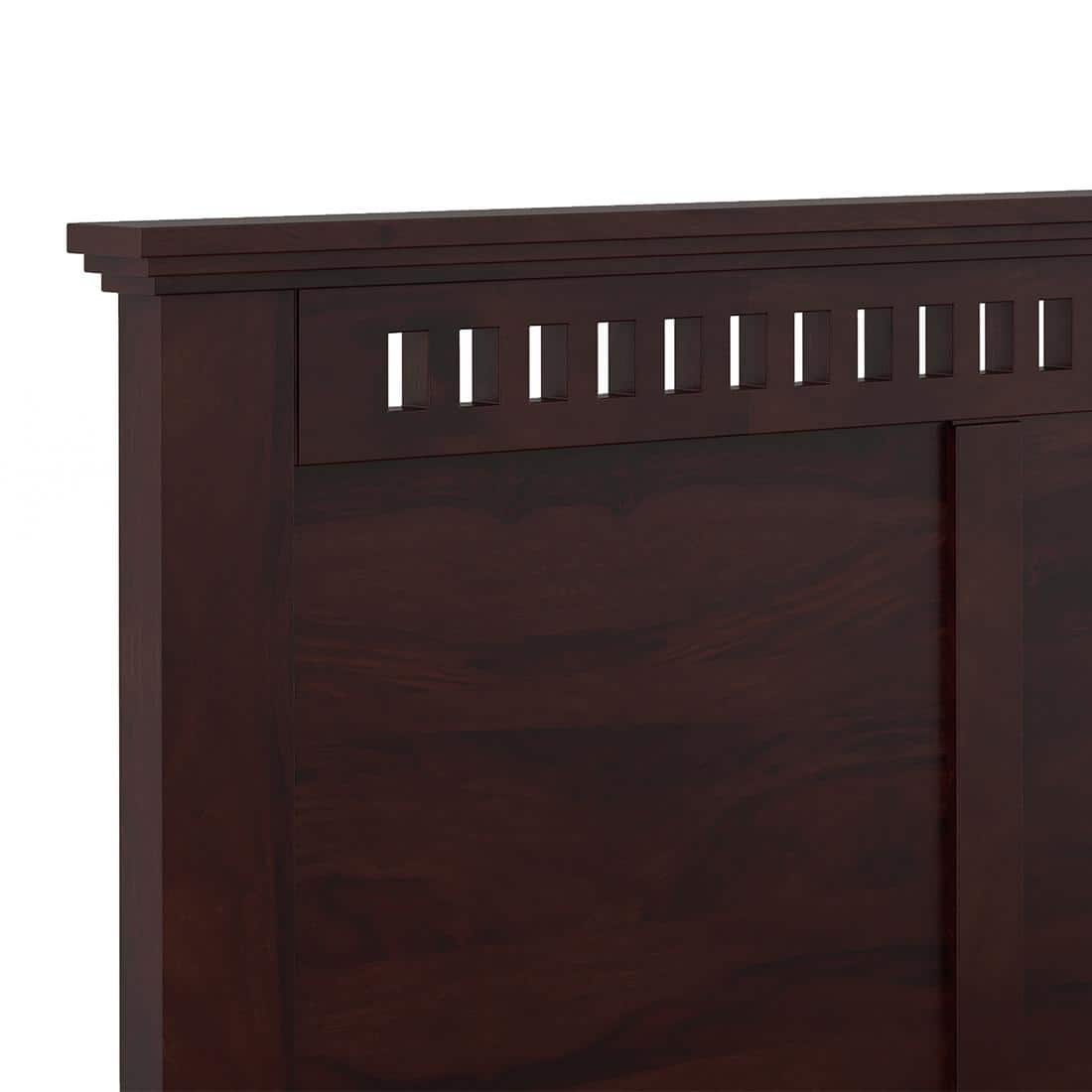 Fidora Solid Wood Queen Box Storge Bed In Mahogany Finish