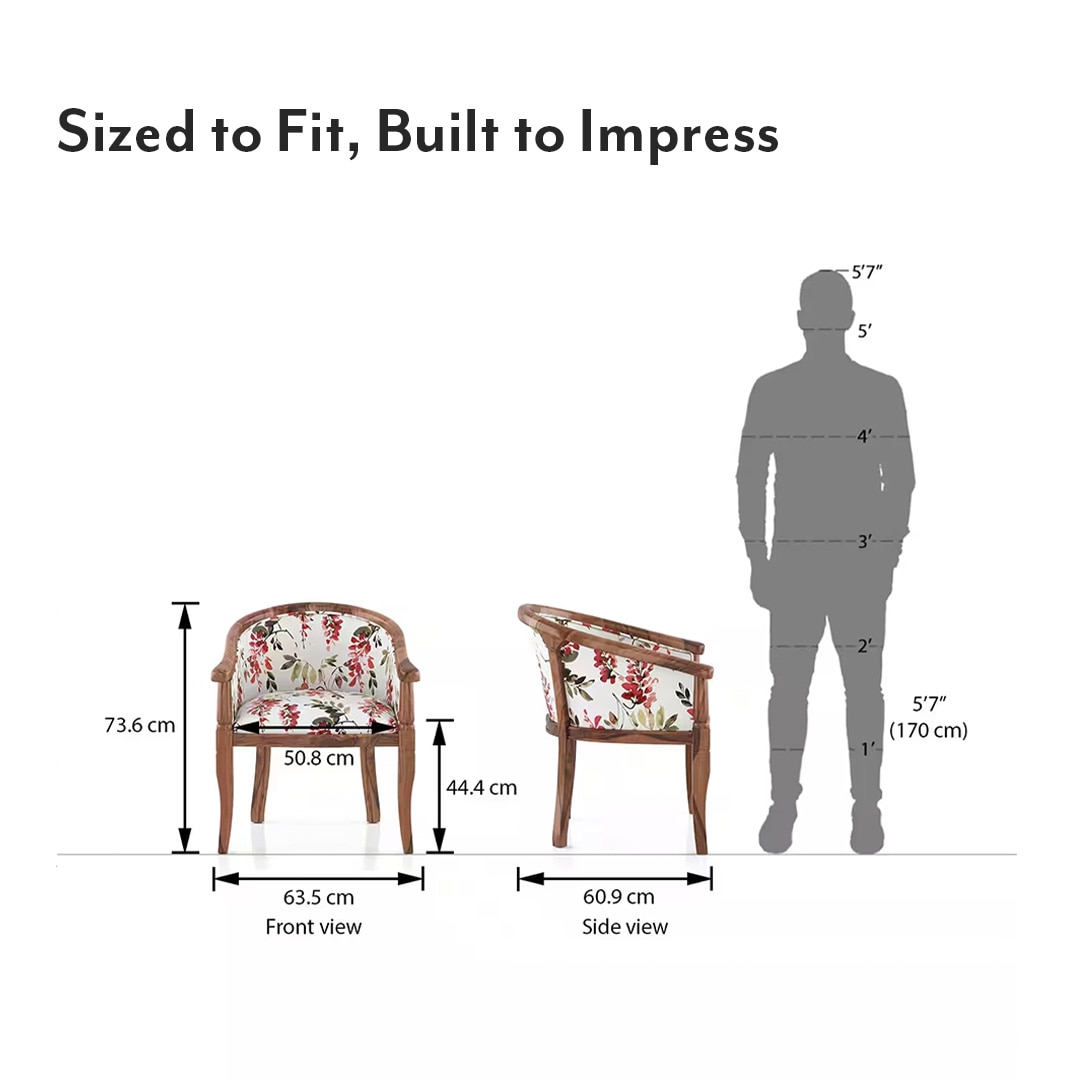 Florence Armchair in Carmine Cassia Colour and Teak Finish