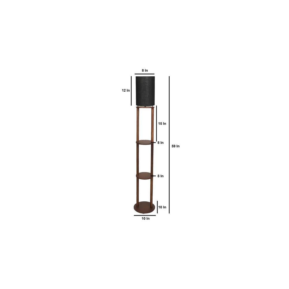 Bijou Black Cotton Floor Lamp with Solid Wood