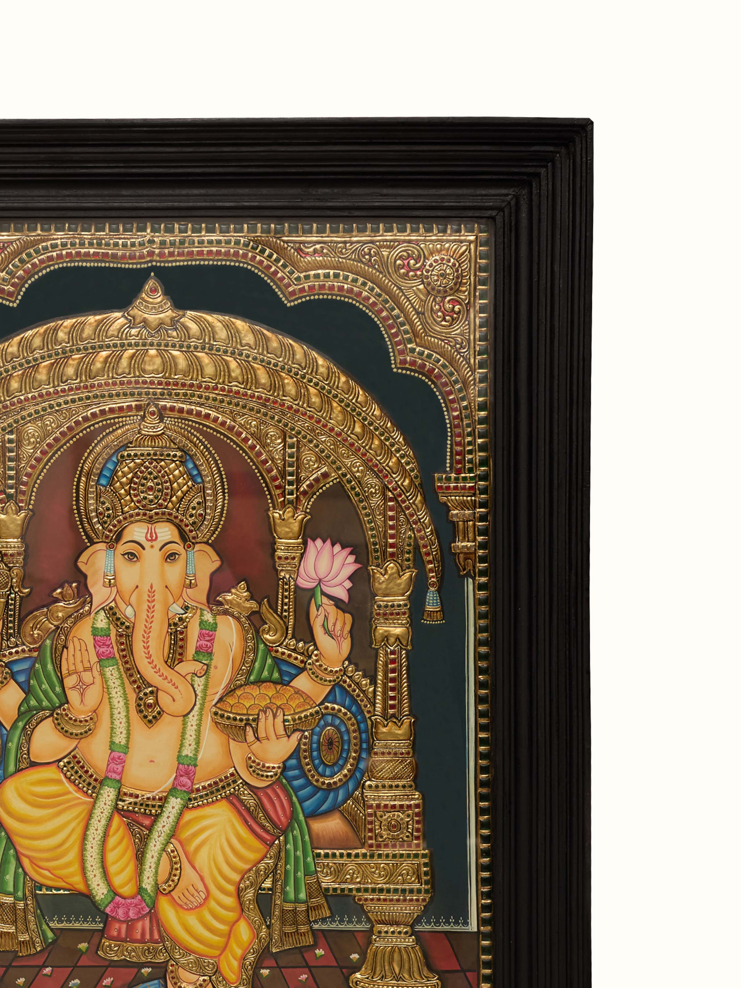 Ganesha Thanjavur Teak Wood Painting
