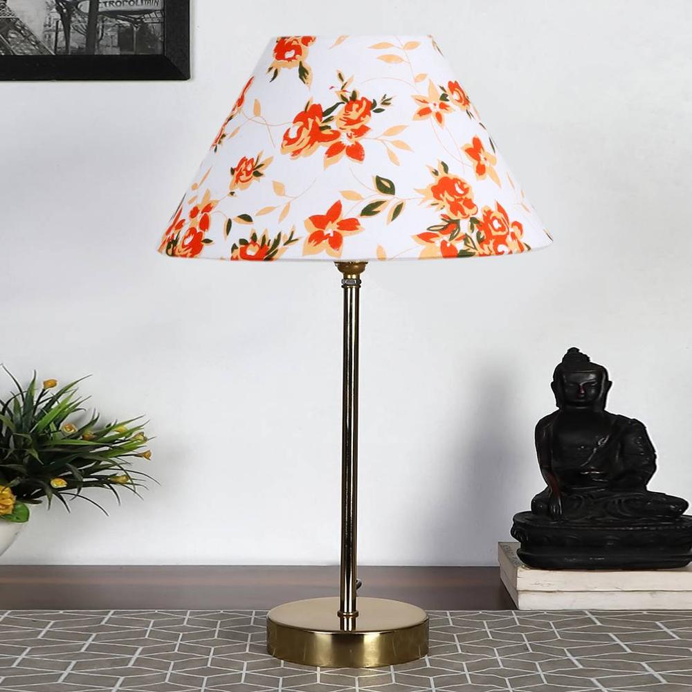 Multicolor cotton with Metal Gold Table Lamp