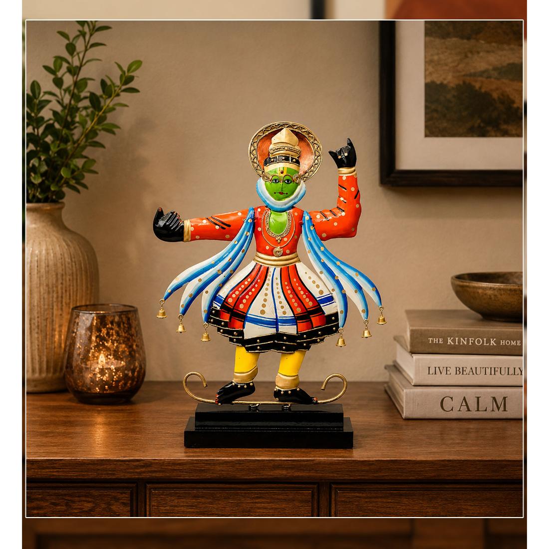 Desert Art Handpainted Metal Kerala Kathakali Dancer Figurine-picture-20