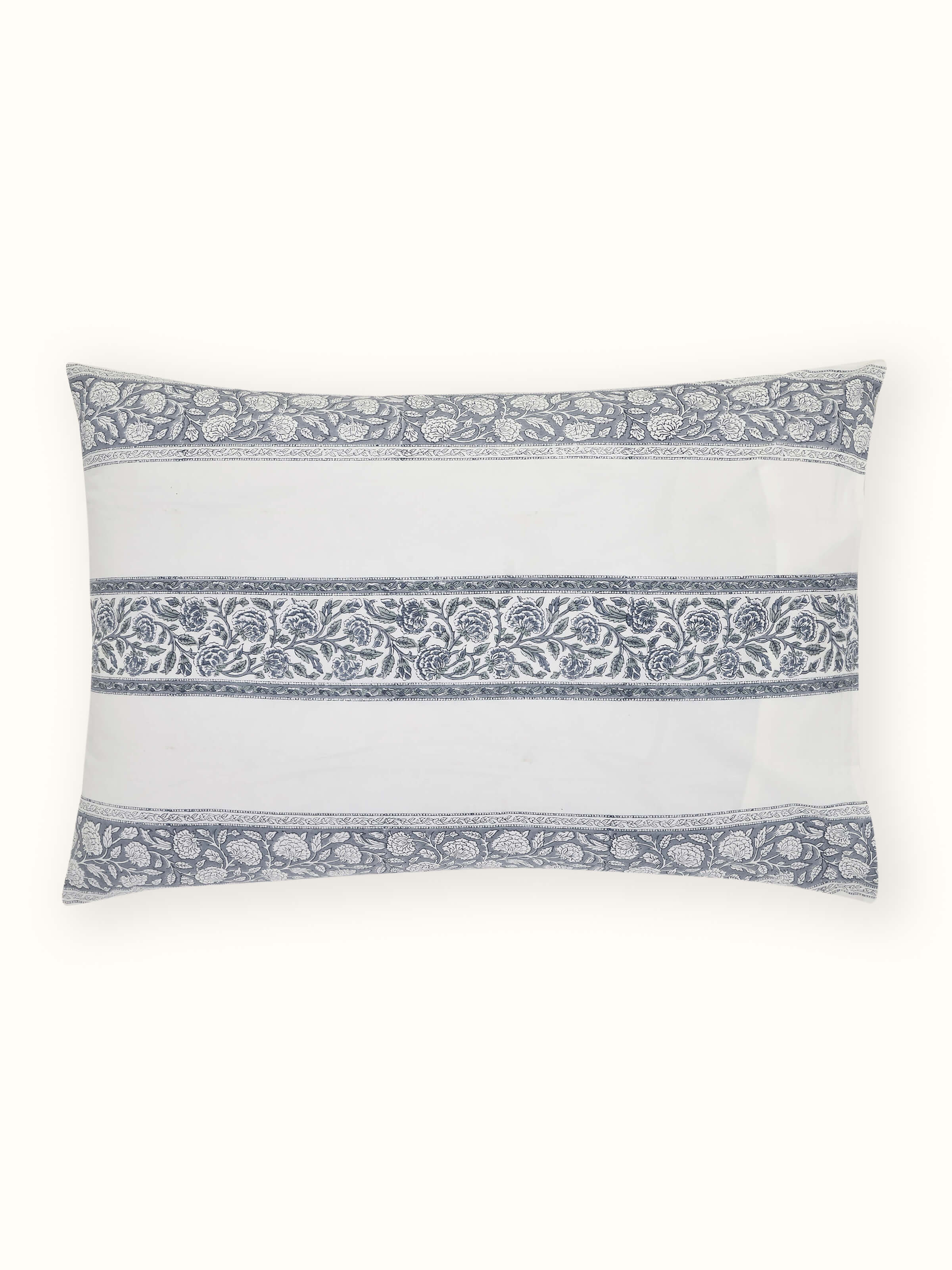 Saha Grey Buta Cotton Sanganeri Hand Block Print Pillow Cases (2 Pcs)
