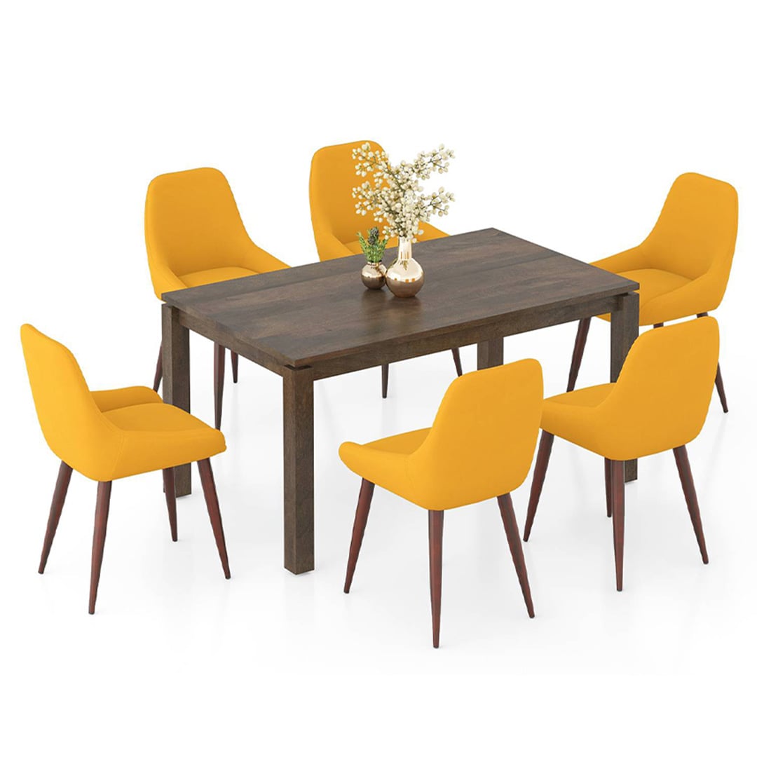 Atlas Solid Wood 6 Seater Compact Dining Table With Rickman Lounge Chairs