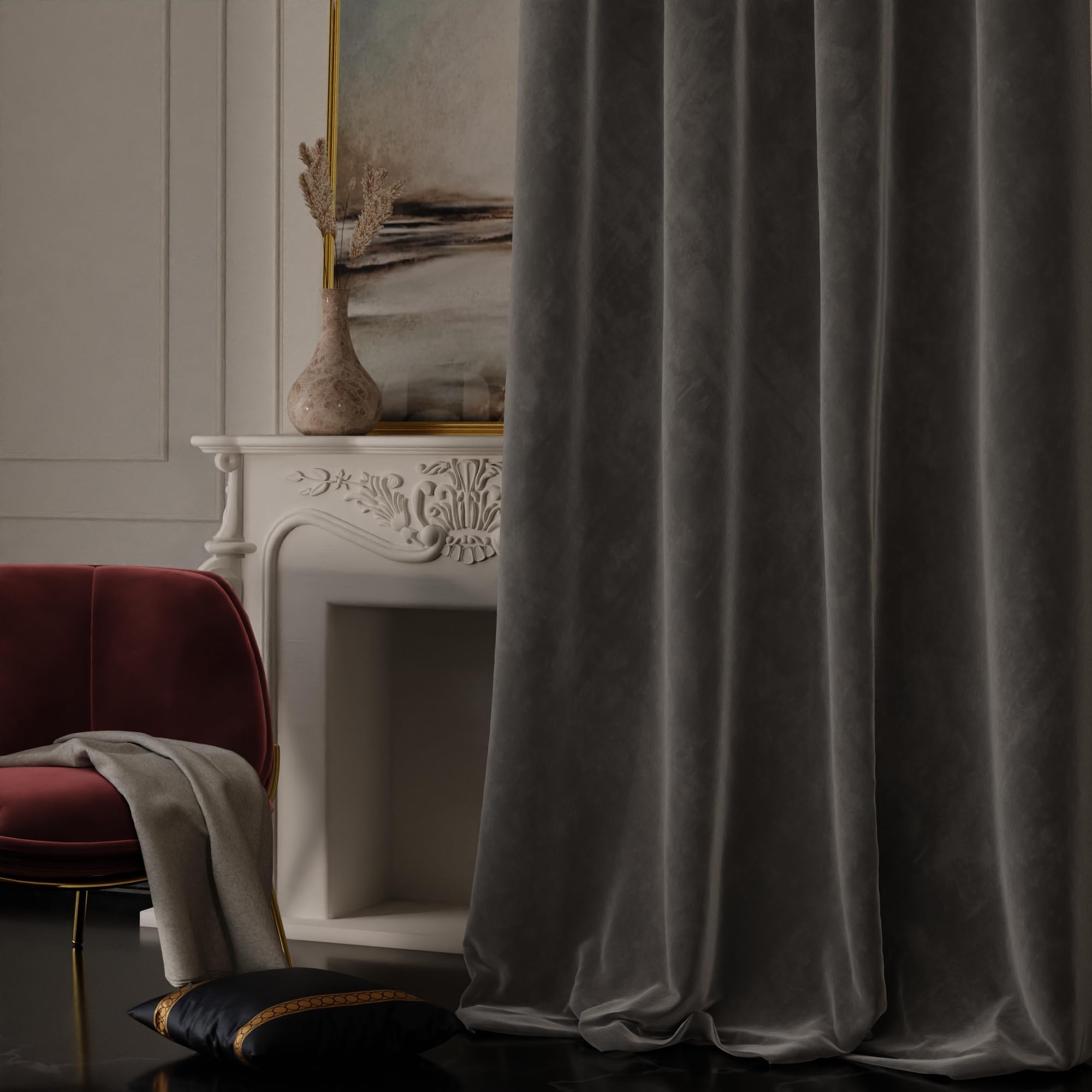 Stoa Paris Velvet Curtains for Door, Premium Dim-Out Curtain for Pack of 1, Date Night - Midnight Muse - Stoa Paris