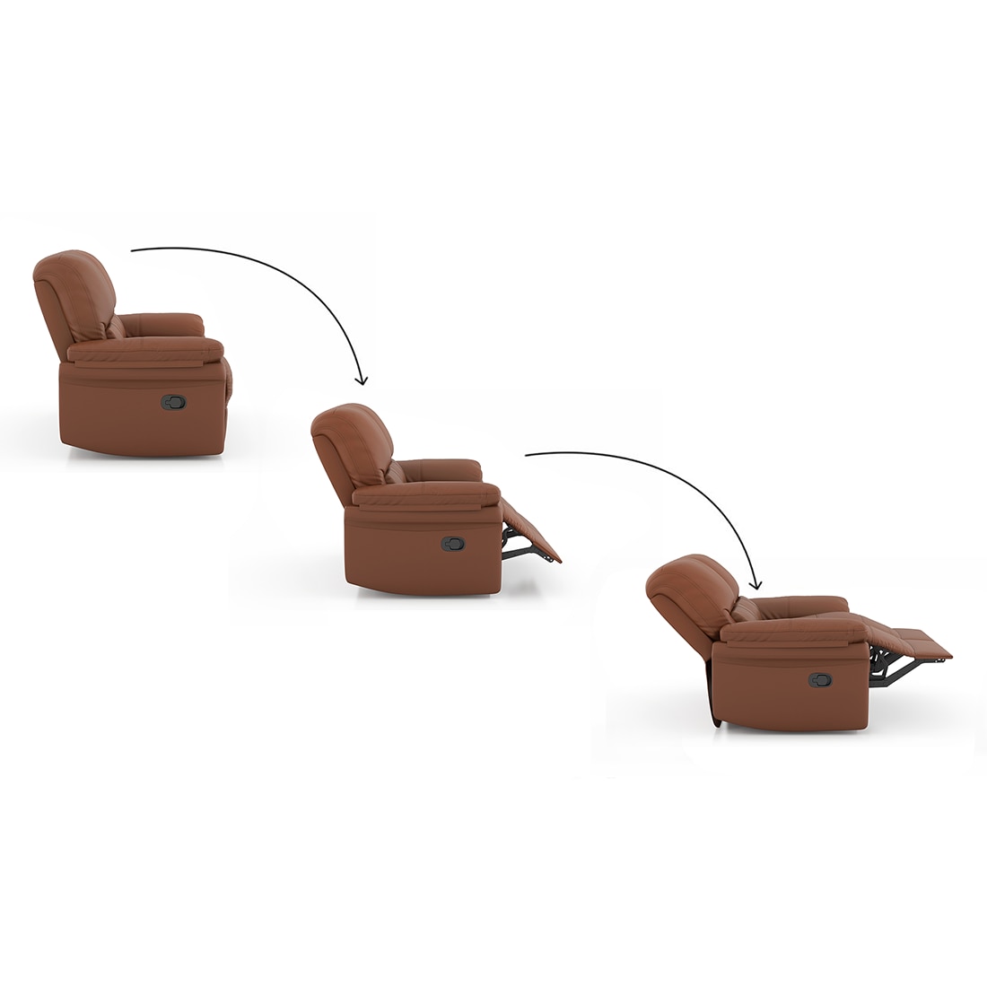 Bernice Two Seater Leatherette Recliner in Tan Colour