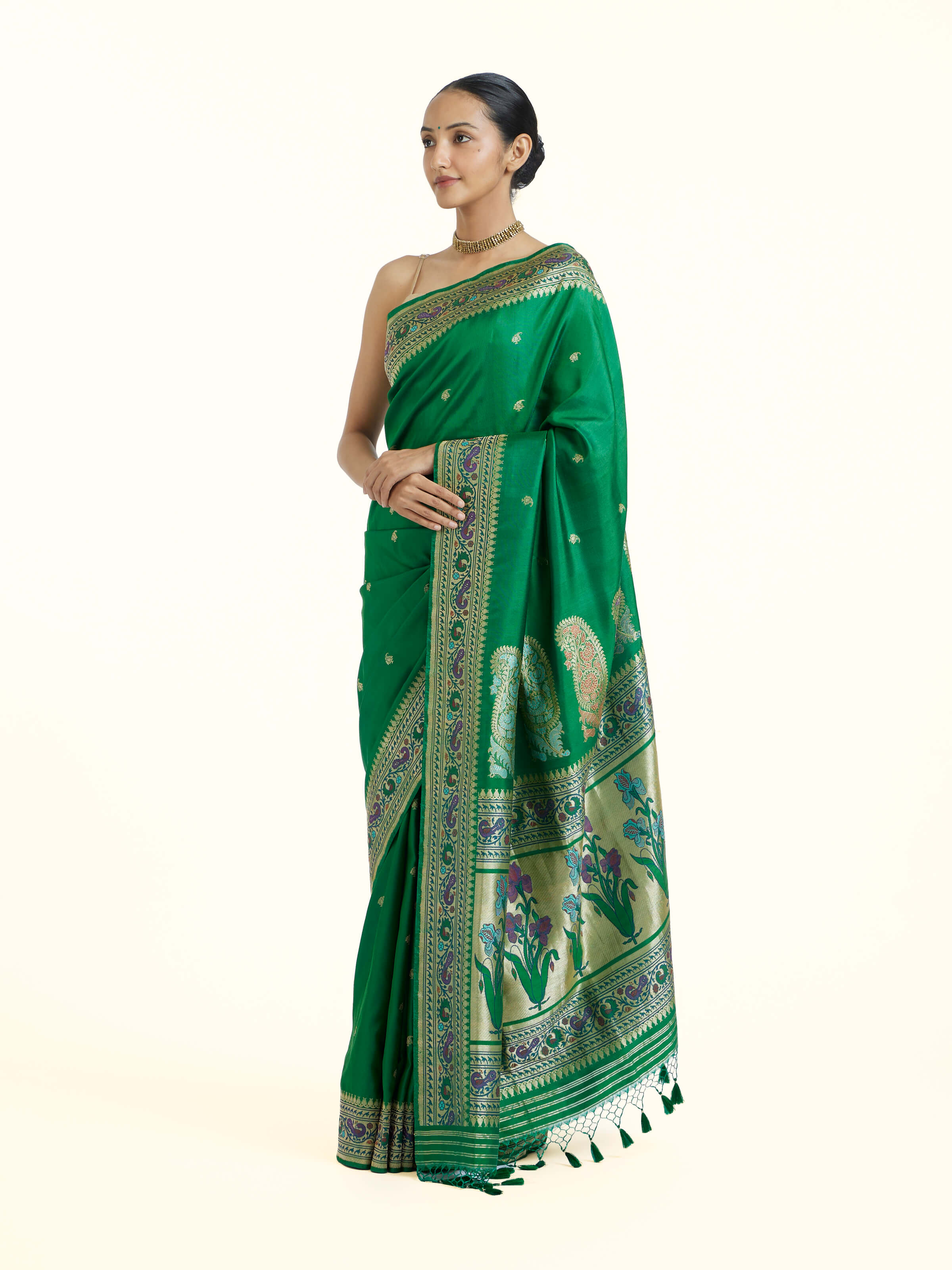 Green Ashavali Brocade Silk Saree