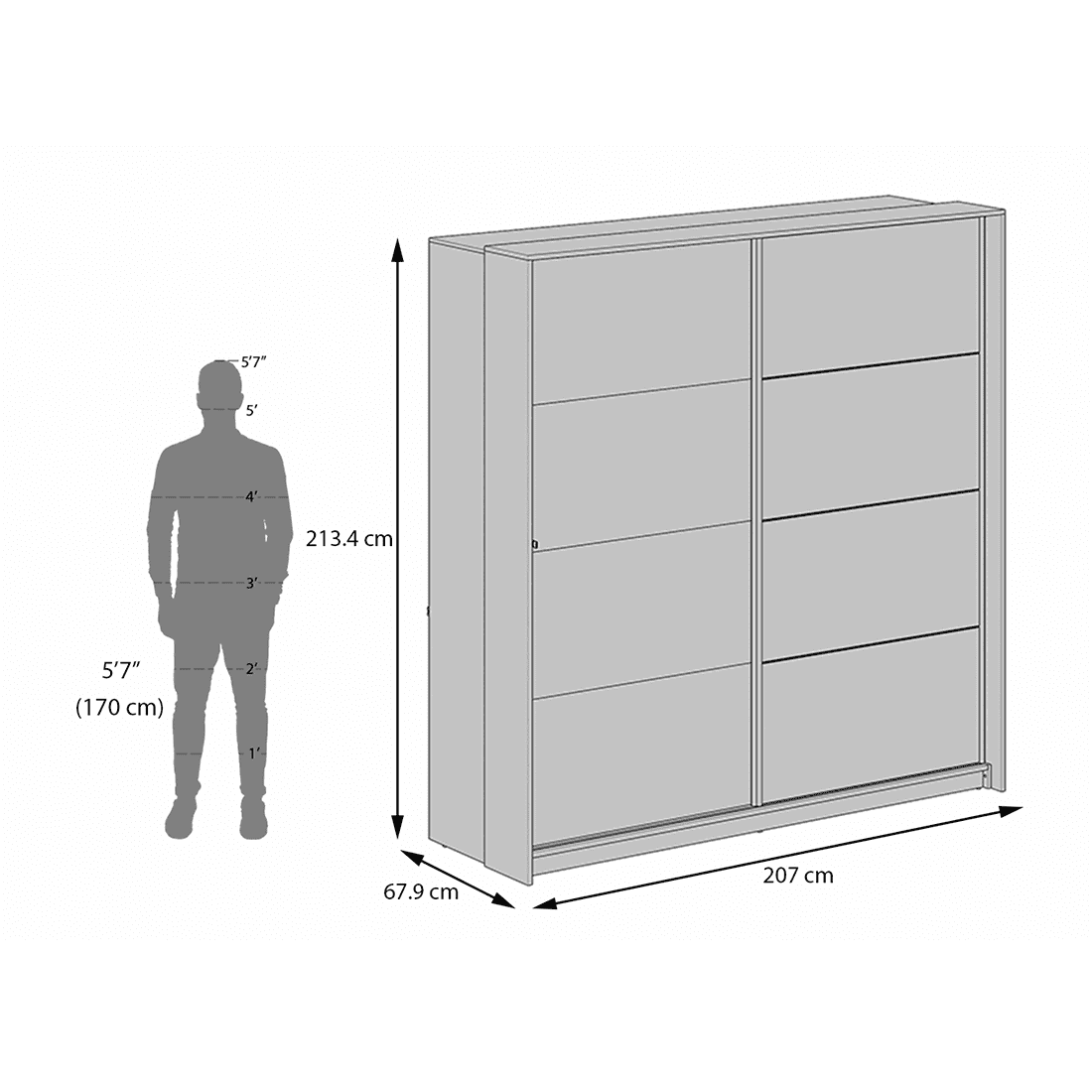 Loretta Sliding Door Wardrobe With Mirror in Sonoma Oak Finish
