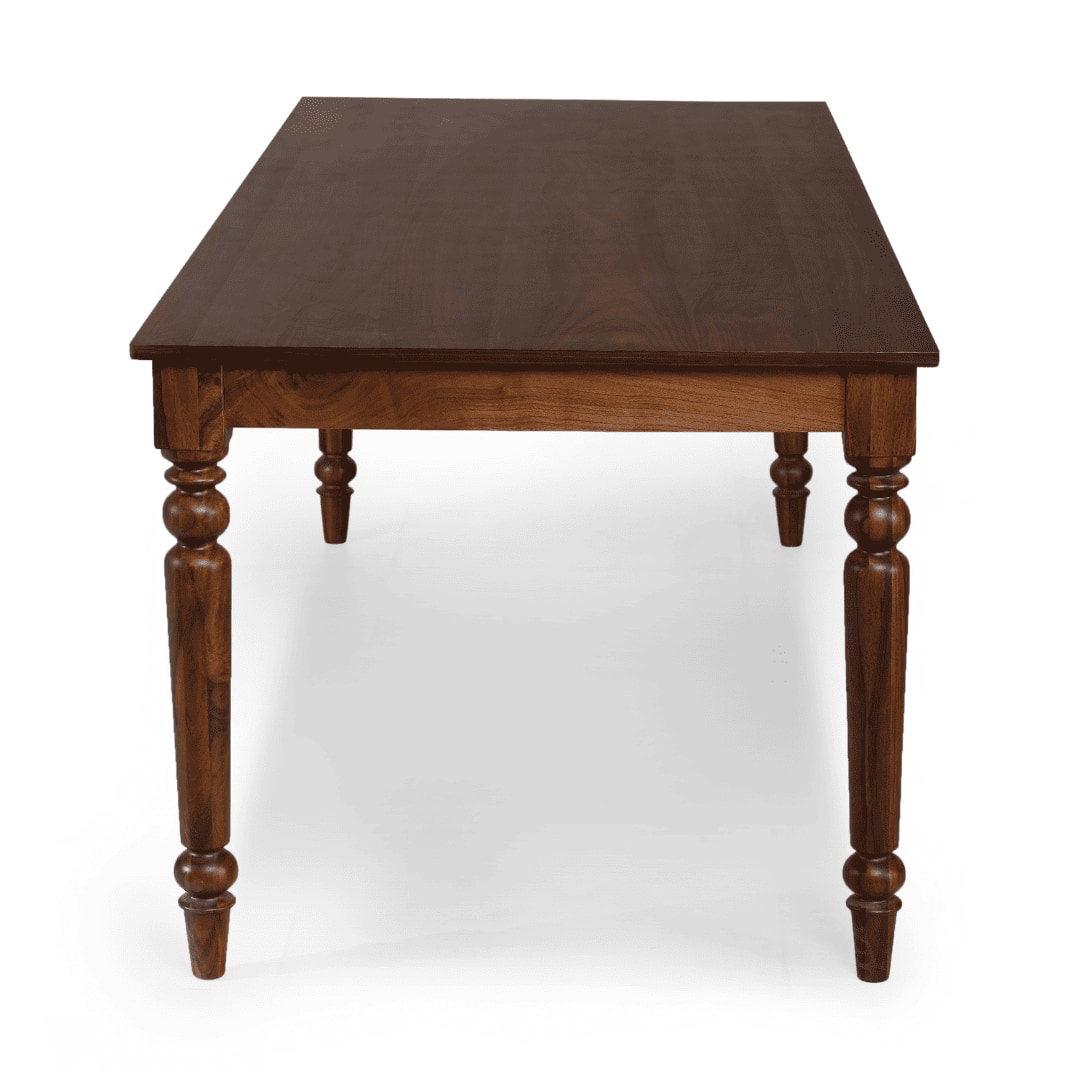 Globally Indian Sheesham Wood 6 Seater Dining Table Set With 6 Seater Cushioned Chairs -Straight Line Backrest