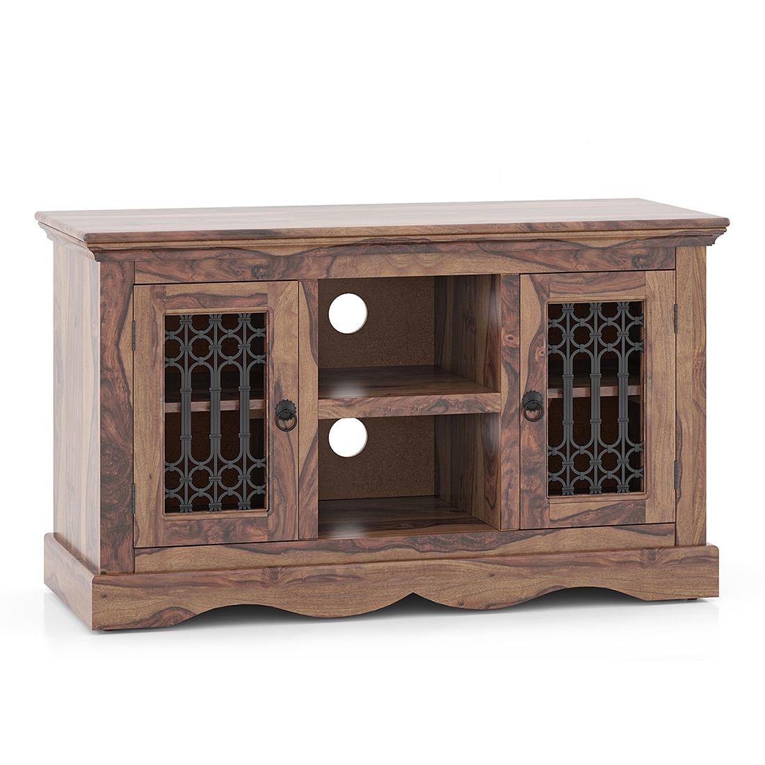 Bunai Solid Wood Free Standing TV Unit In Teak Finish