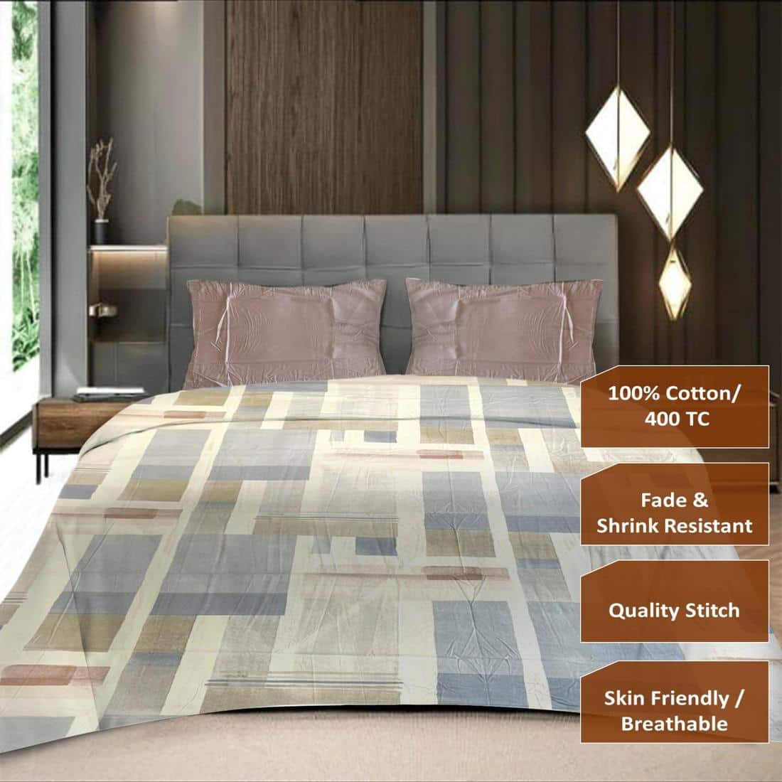 Threads Silky Touch Premium Super King Size Flat Bedsheet 275 x 275 cms