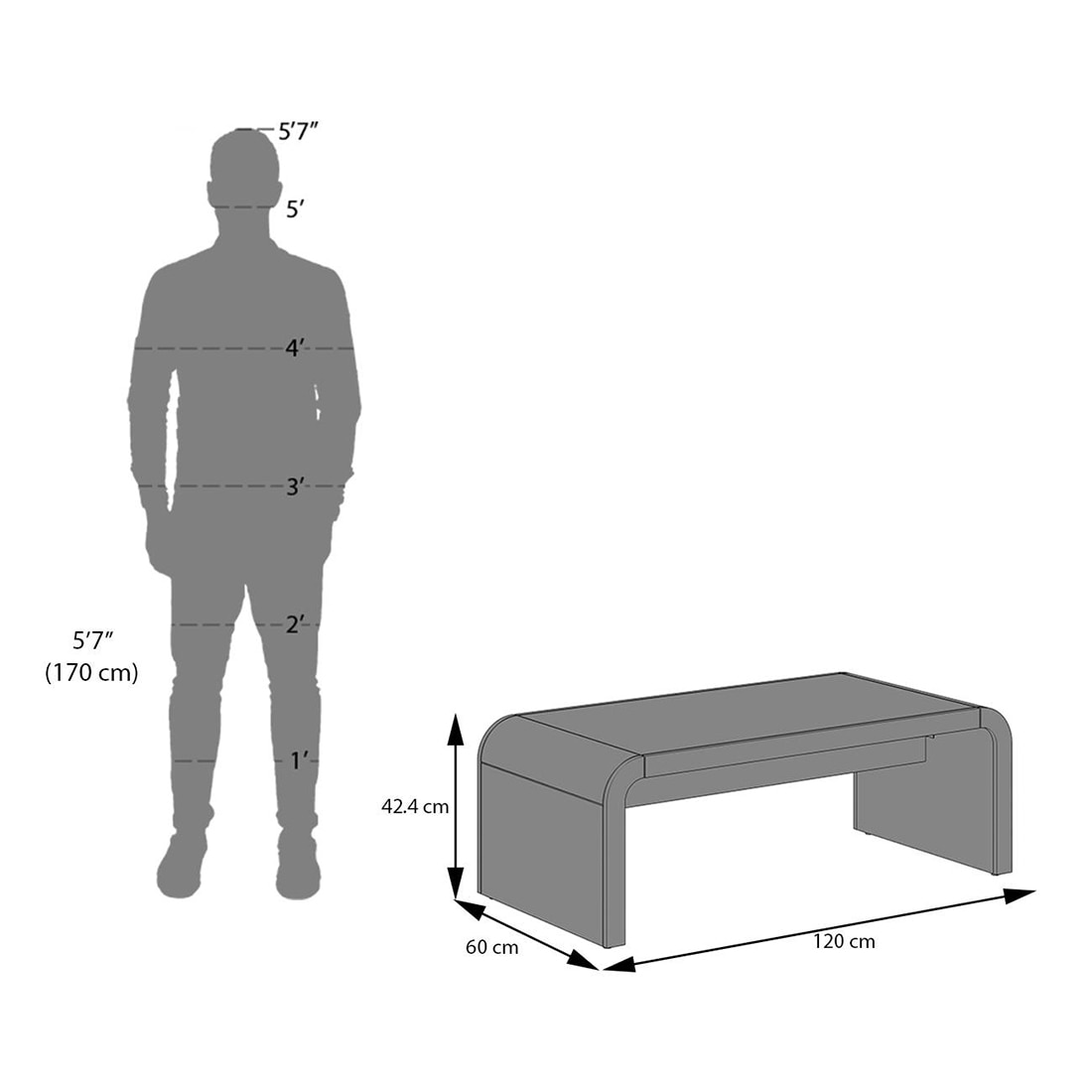 Quinn Rectangular Solid Wood Coffee Table In Amber Walnut Finish
