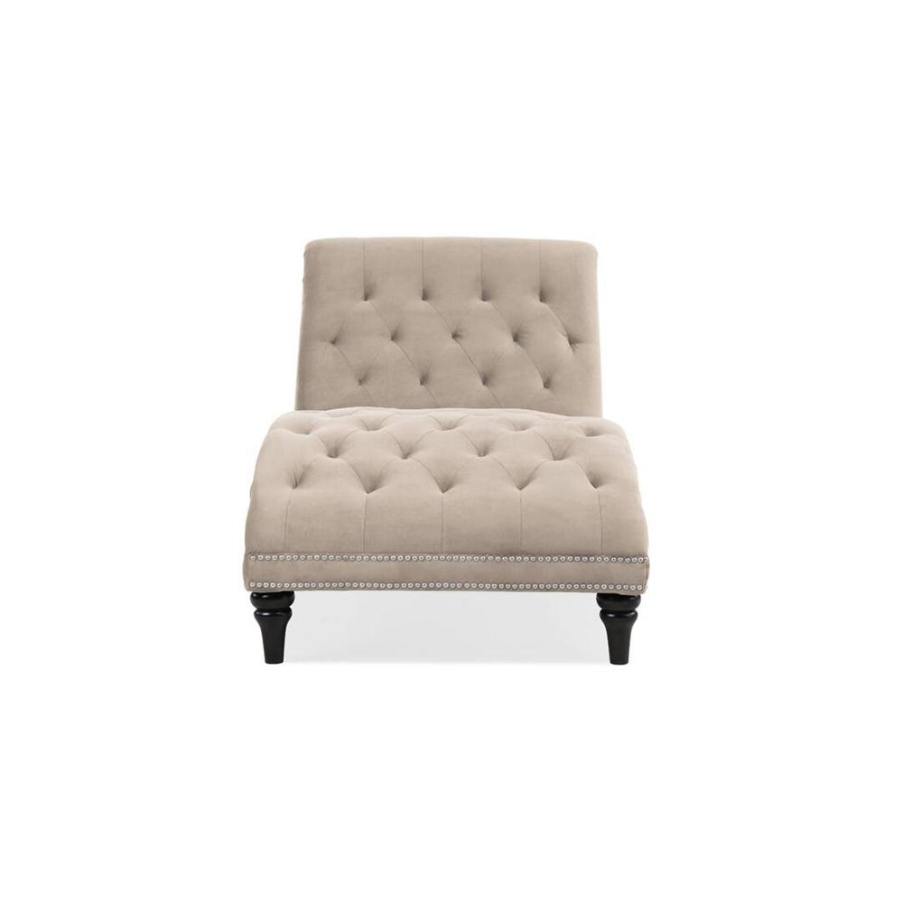 Pion Velvet Chaise Launger in Cream Colour