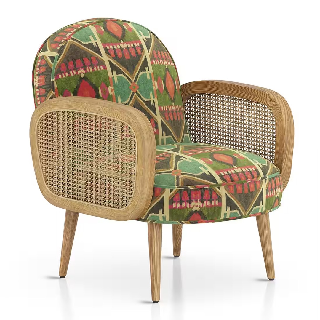 Arna Lounge Chair In Aztec Bloom Velvet