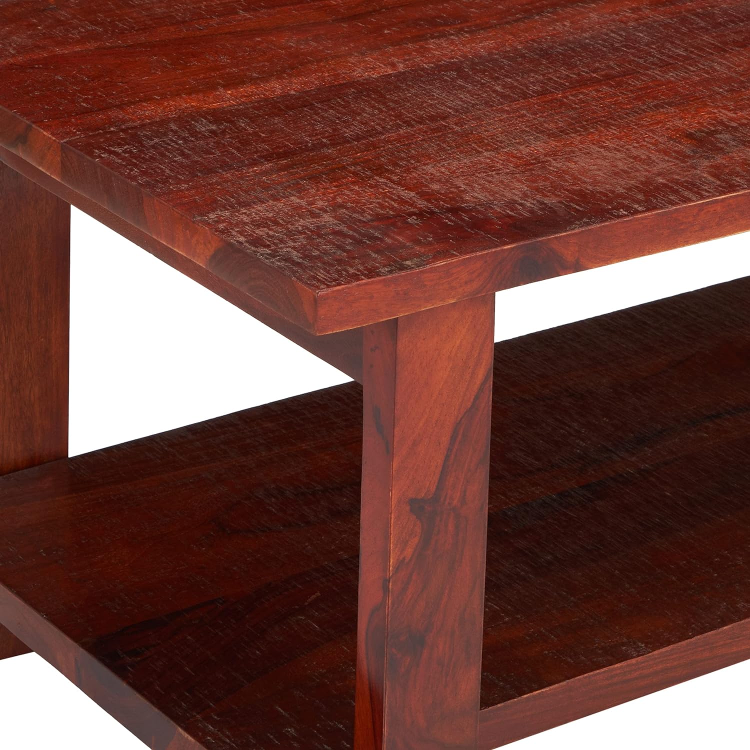 Aroda Sheesham Wood Contemporary Rectangle Coffee Table In Honey Finish