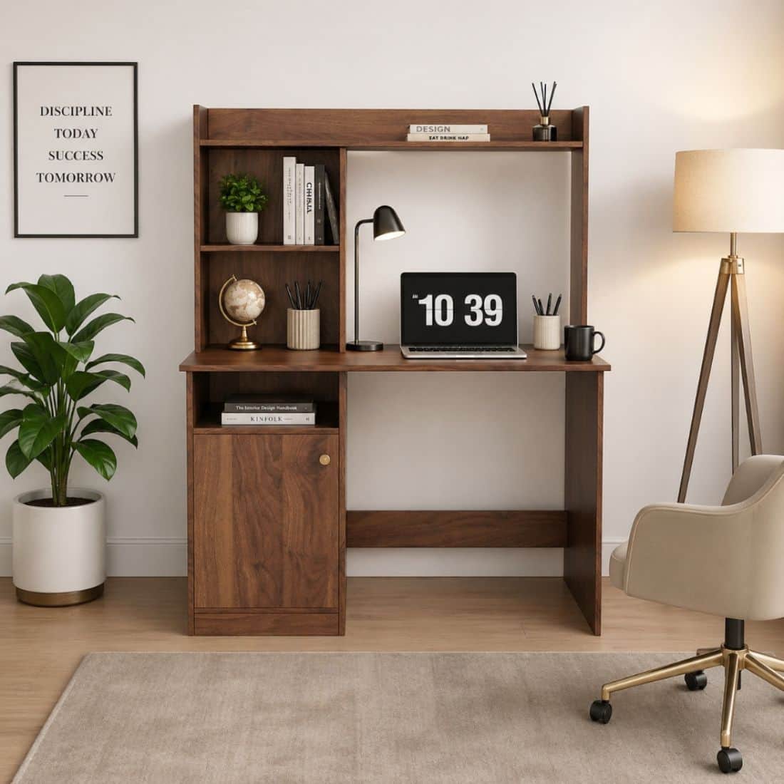 Spydercraft Indus Modern Study Table in Columbian Walnut Finish - Spydercraft