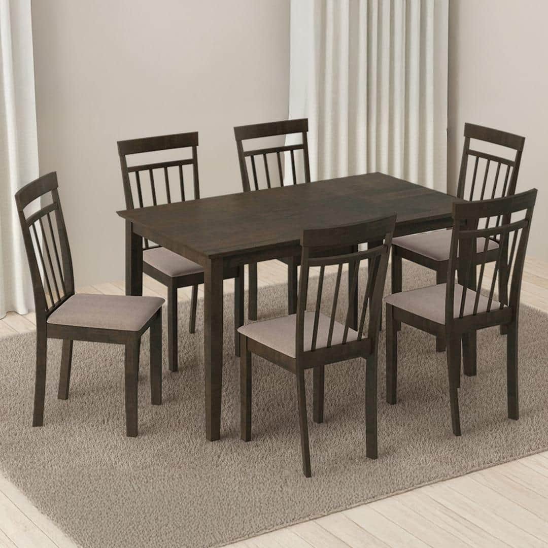 Ava 6 Seater Dining Table Set in Umber Walnut Finish