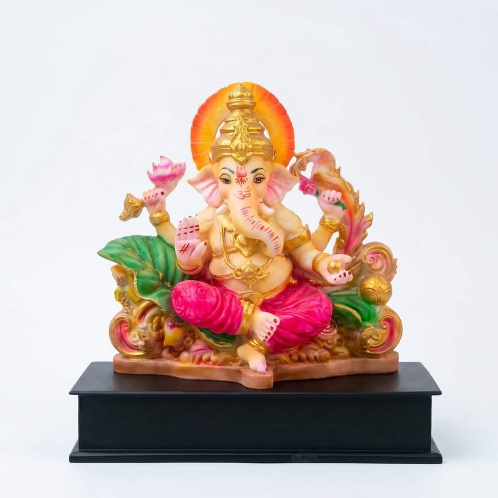 Devotional Kamal Vaibhav Ganesha Statue in Multicolor Colour - Vedas