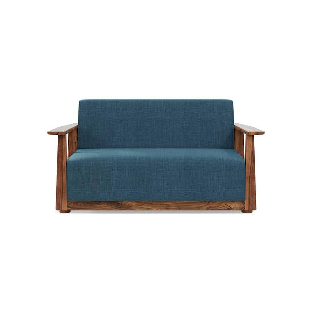 Serra Wooden Sofa - Teak Finish (Colonial Blue)