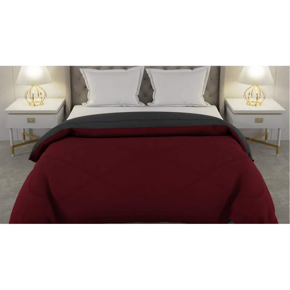 Falguni 
Maroon-Grey Solid 250 Gsm Microfiber Single Bed Comforter