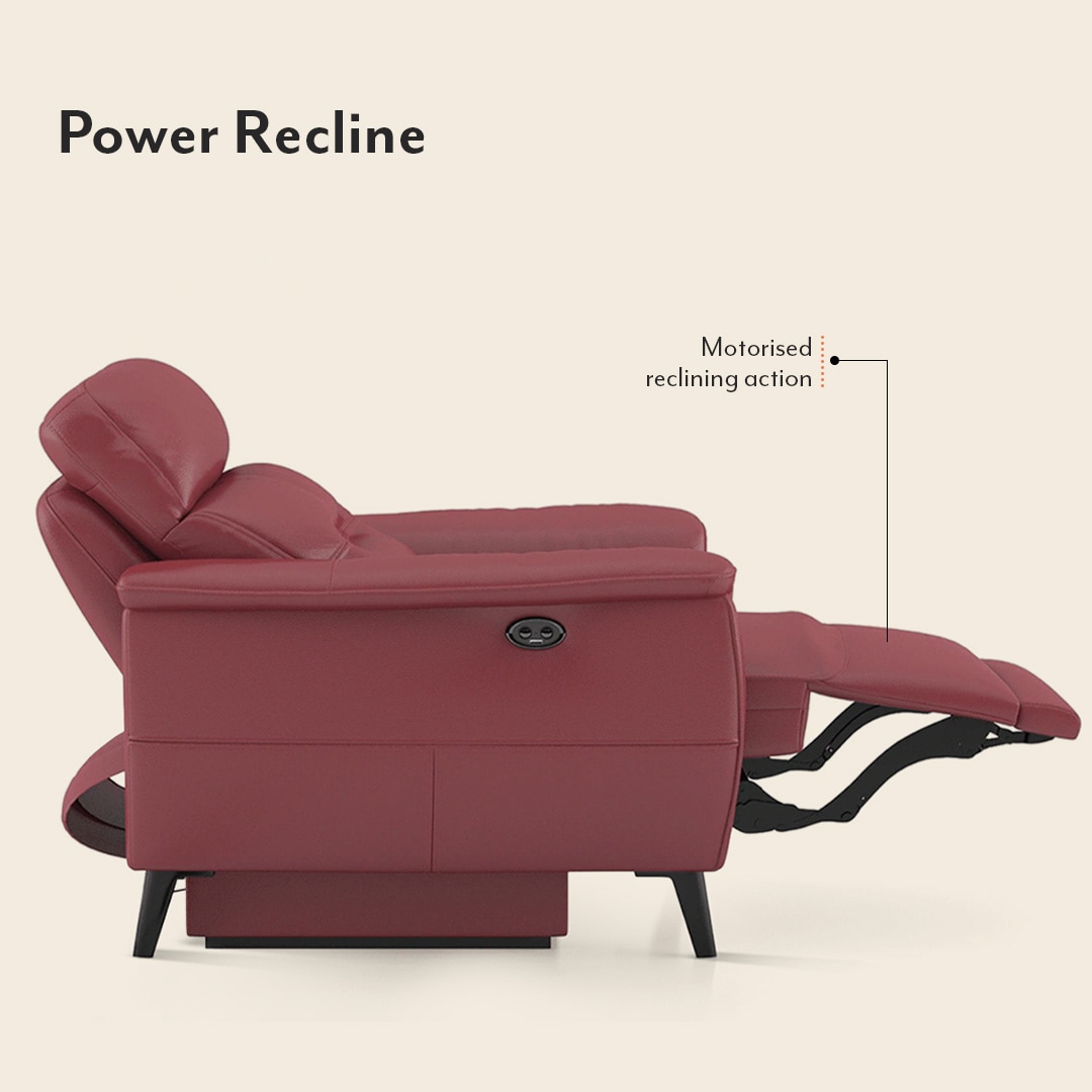 Maurice Leather Recliner in Maroon Colour
