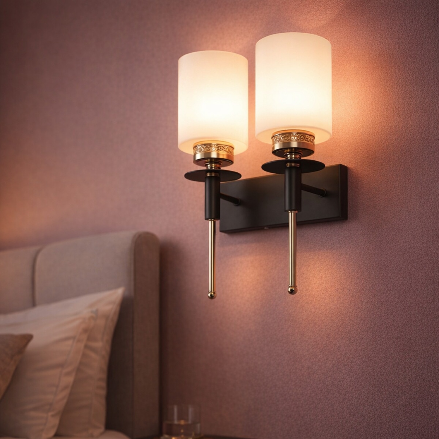 Eliante Wall Lights Mild Steel, Glass & Glass Material Brown,Gold & White Finish