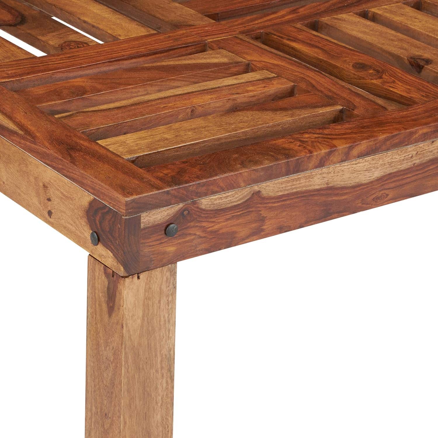 Sydney Sheesham Wood Contemporary Square Coffee Table In Natural Teak Finish