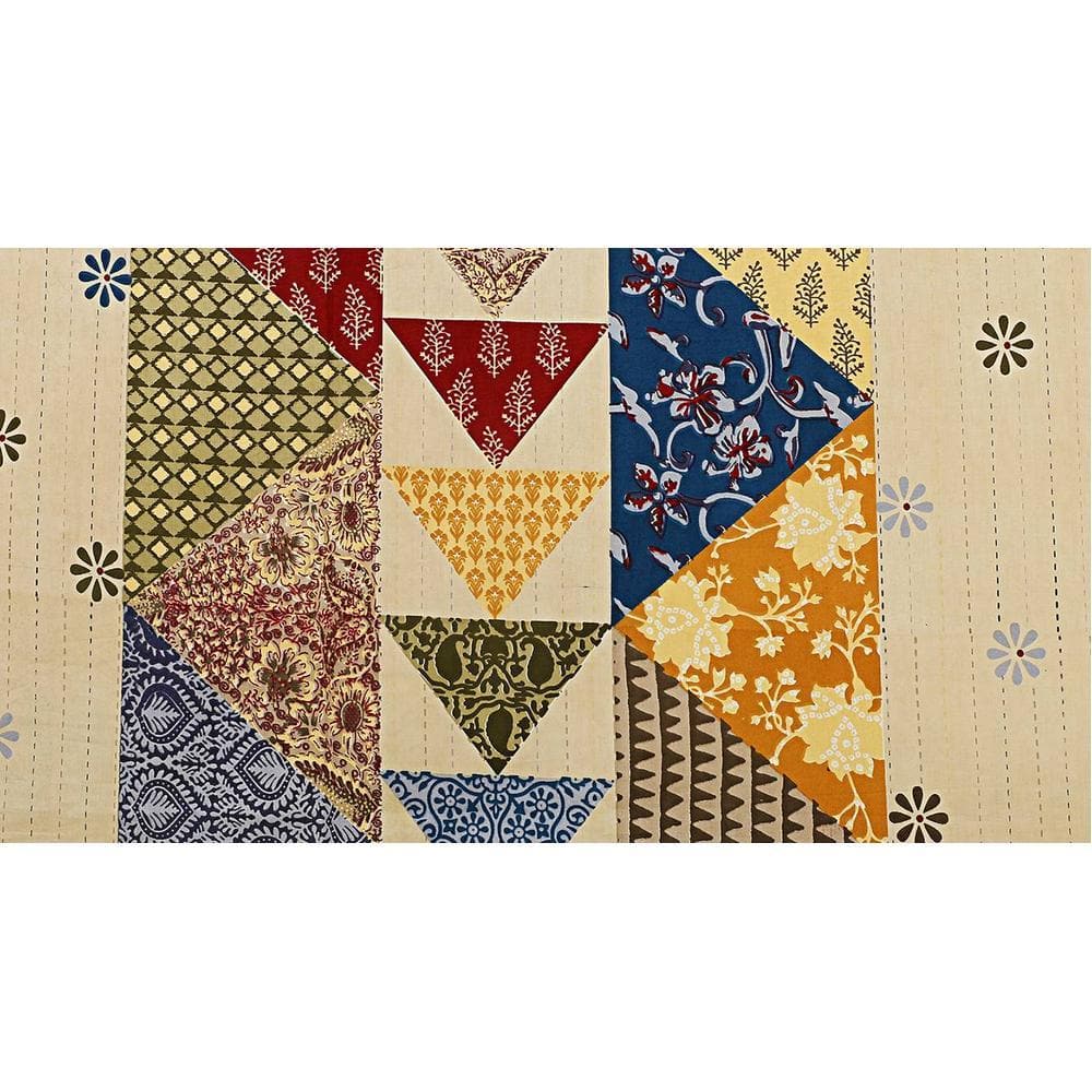 Zakaria Multicolor Abstract 150 TC Cotton Double Size Bedsheet with 2 Pillow Covers
