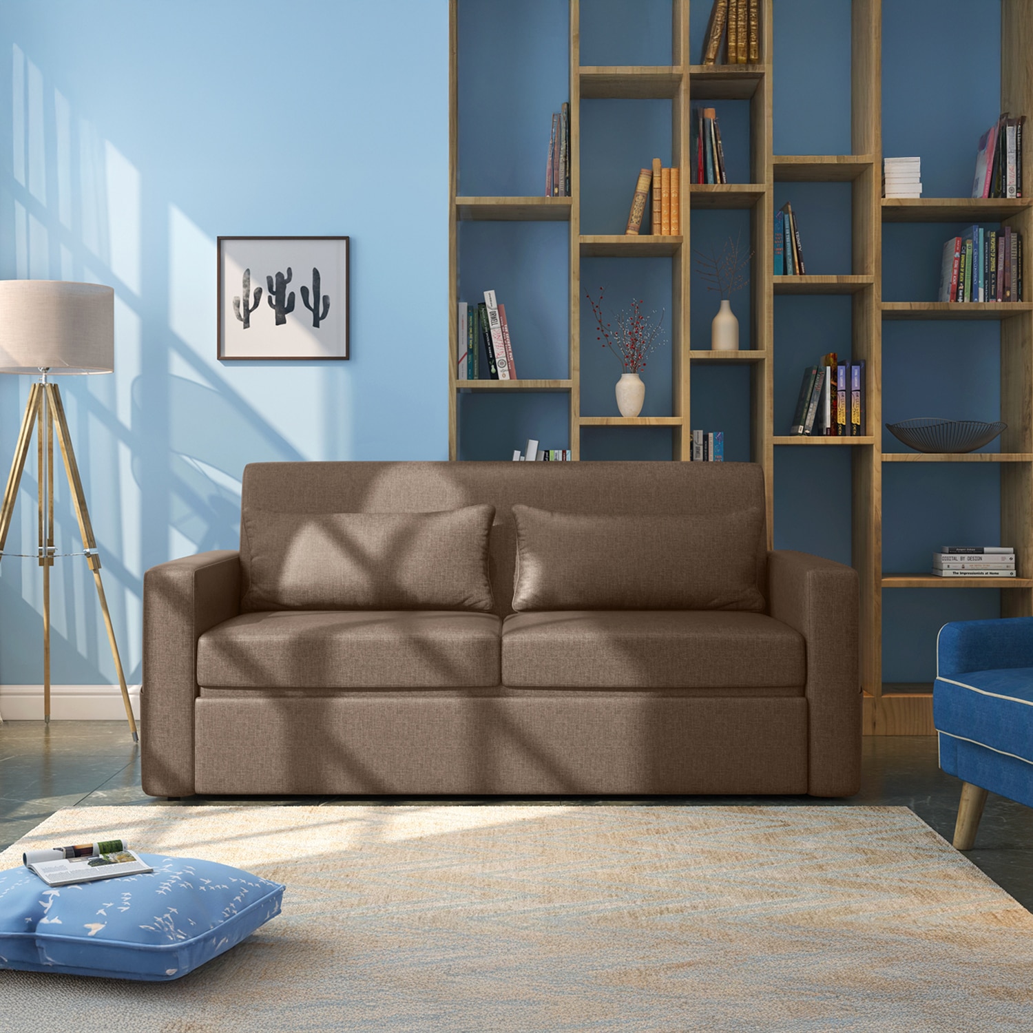 Camden 3 Seater Pull Out Sofa cum Bed In Mocha Brown Colour