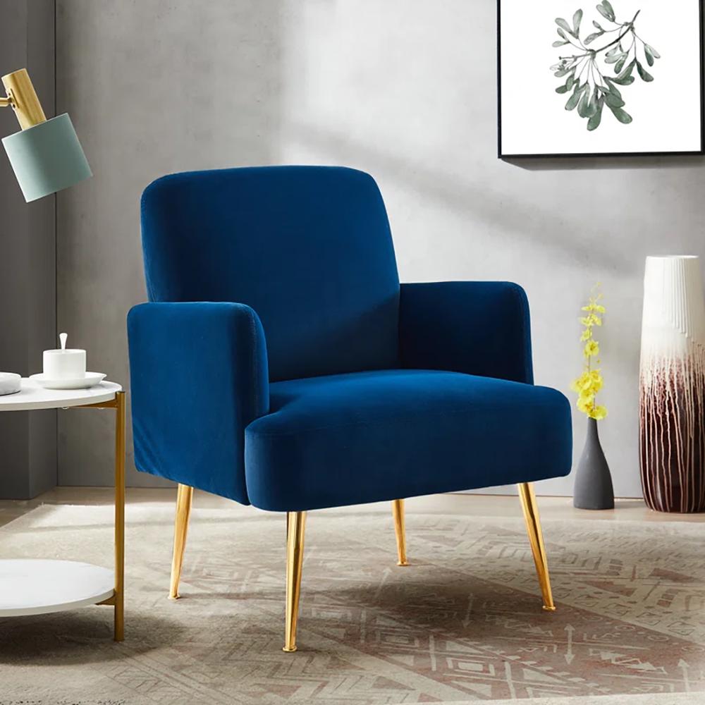 Esme Solid Wood Accent Chair in Blue Colour