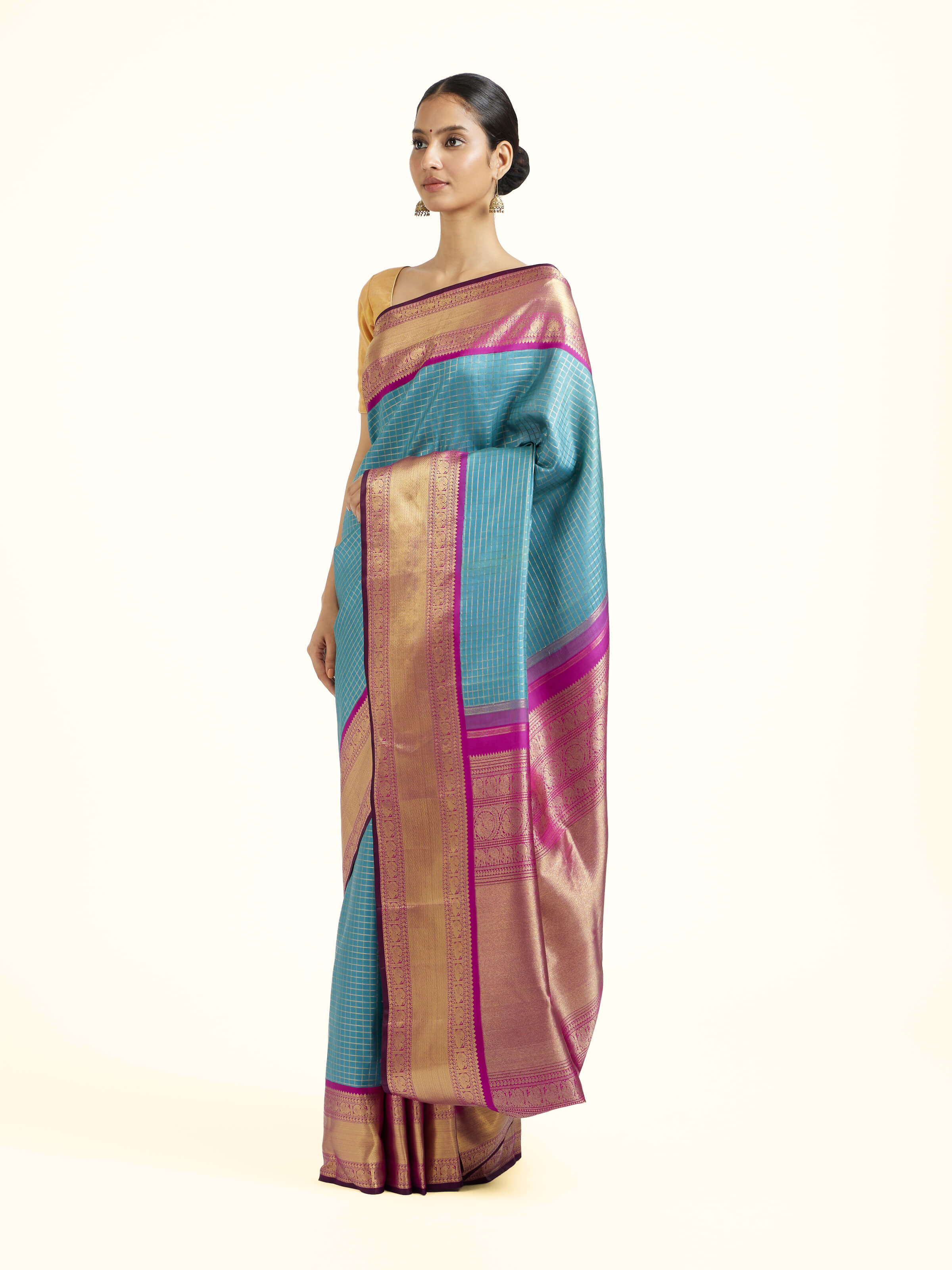 Blue Silk Kancheepuram Handloom Real Zari Saree