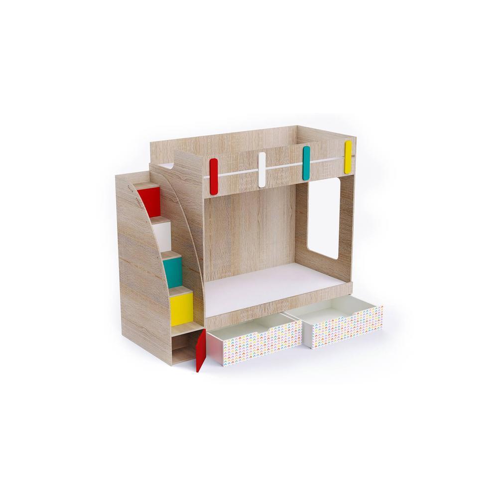 Pinwheels Bunk Bed with Storage in Oak Colour BKBB040