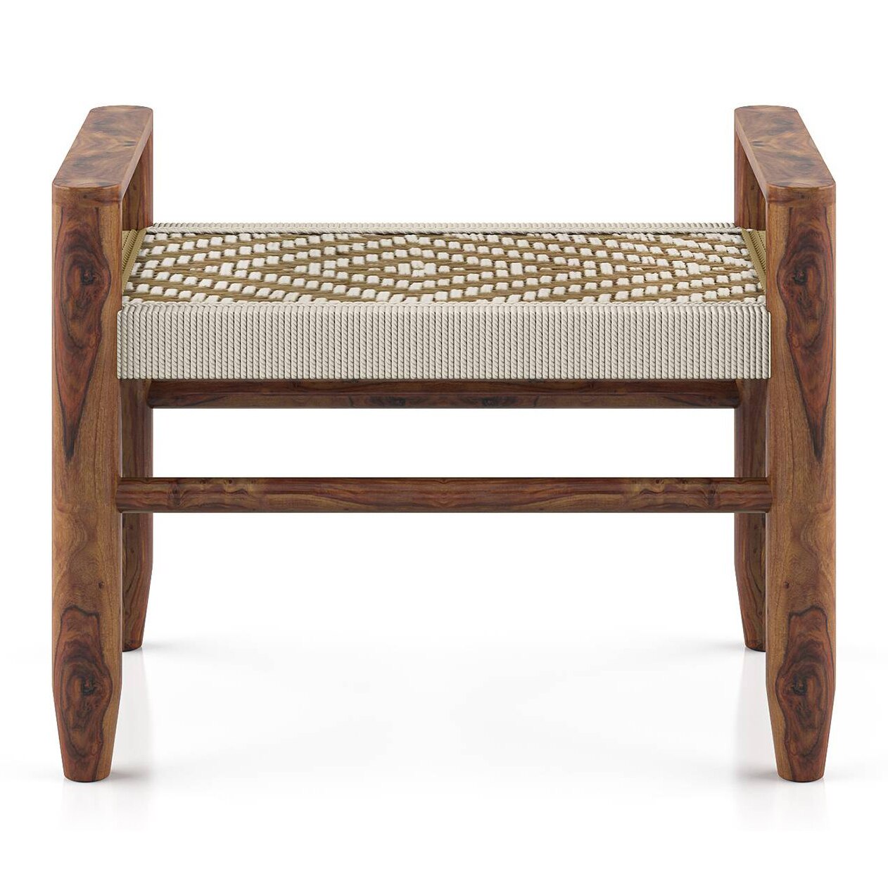 Fijara Solid Wood 1 Seater Bench In Teak Finish