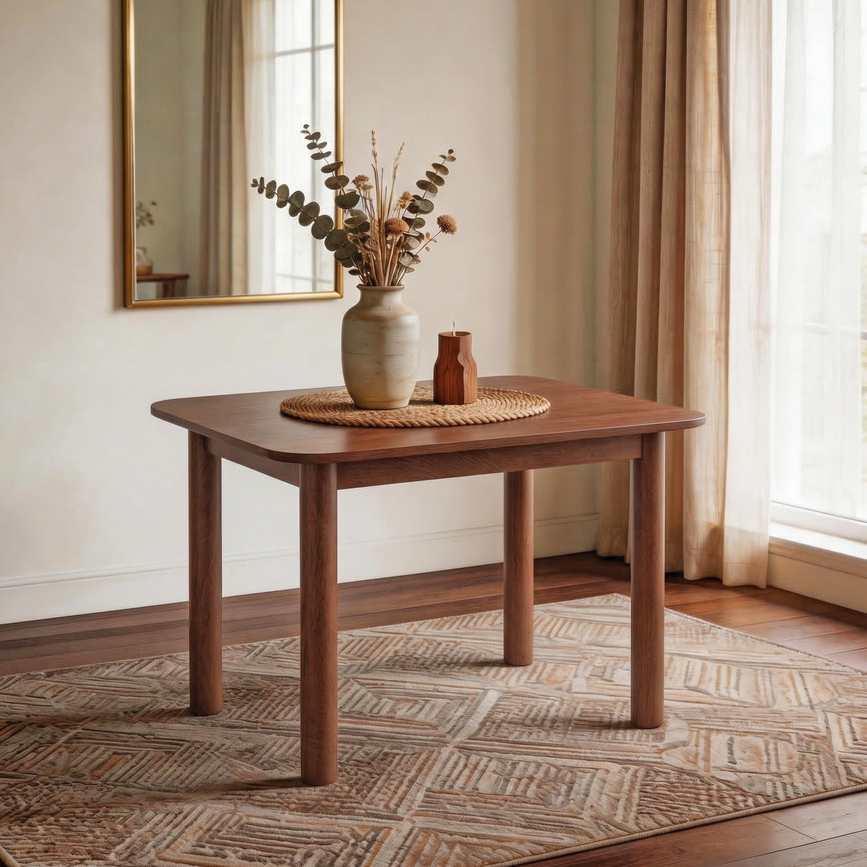 Dane Solid Wood 4 Seater Dining Table In Honey Finish