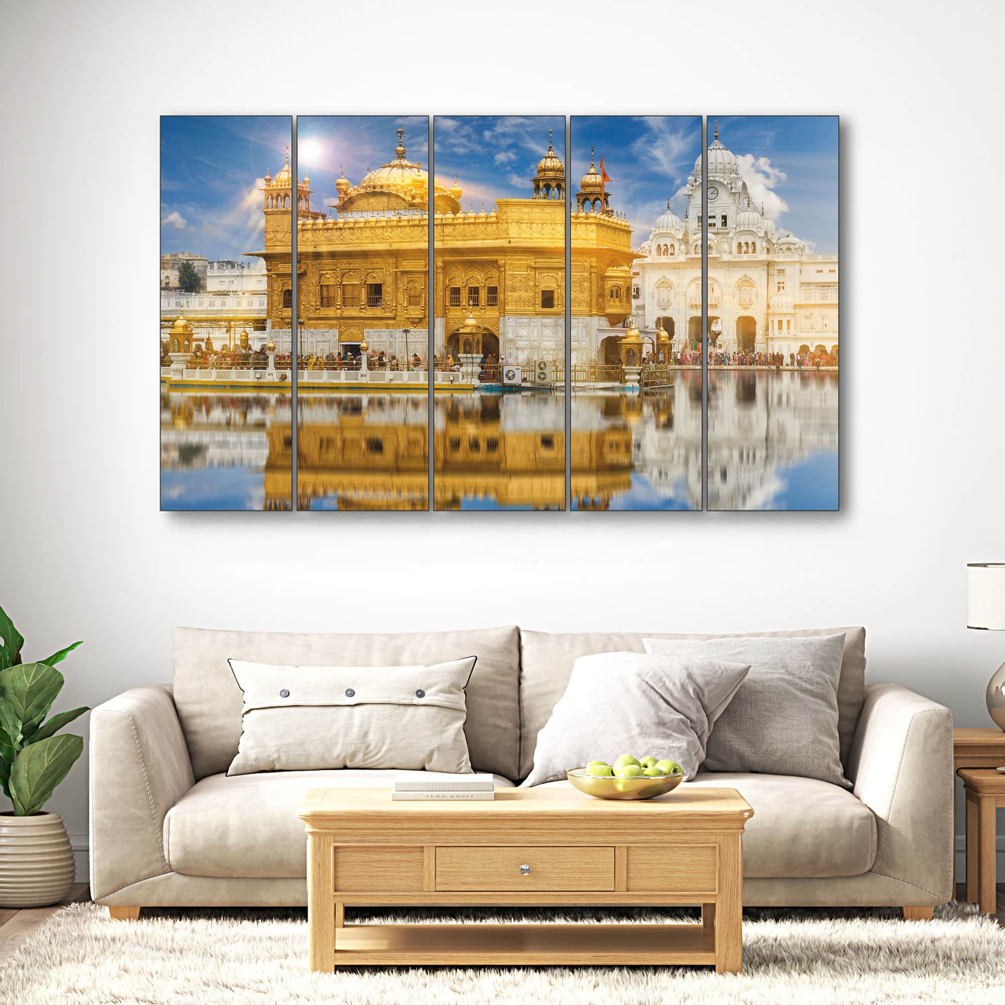 The Castle Decor Golden Temple Darbar Sahib Wall Art Set of 5 27x48 Inch - The Castle Decor