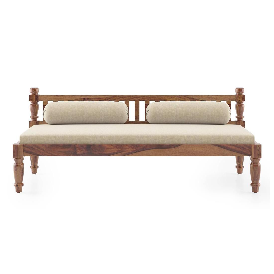 Emma Diwan in Teak Finish with Macadamia Brown Fabric Colour