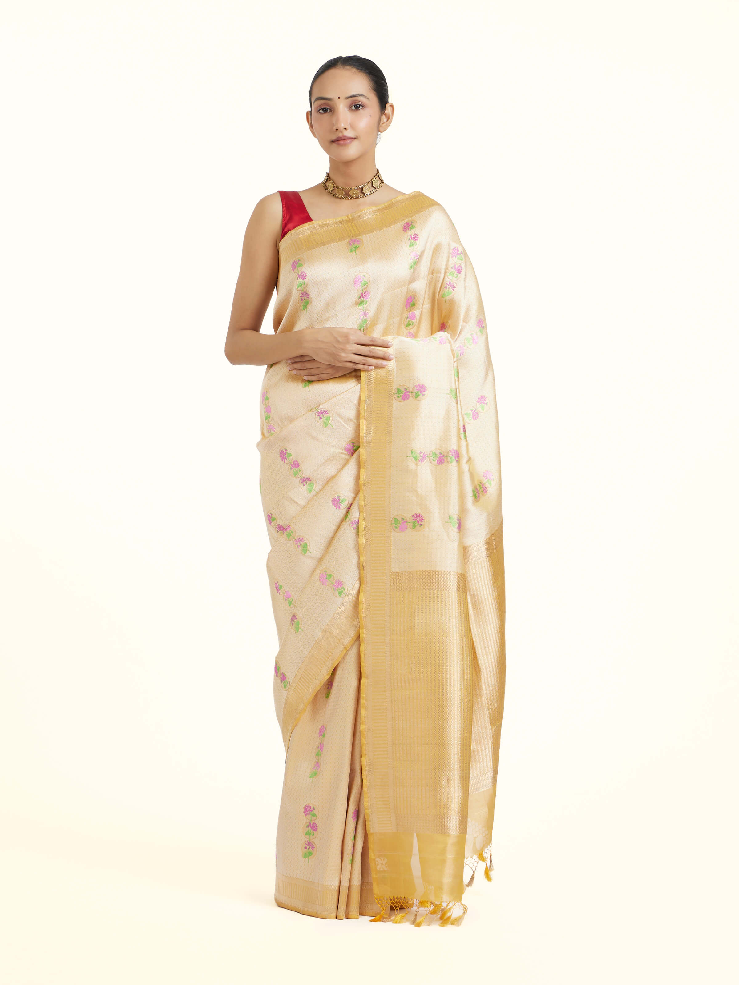 Yellow Banarasi Kadhwa Silk Saree