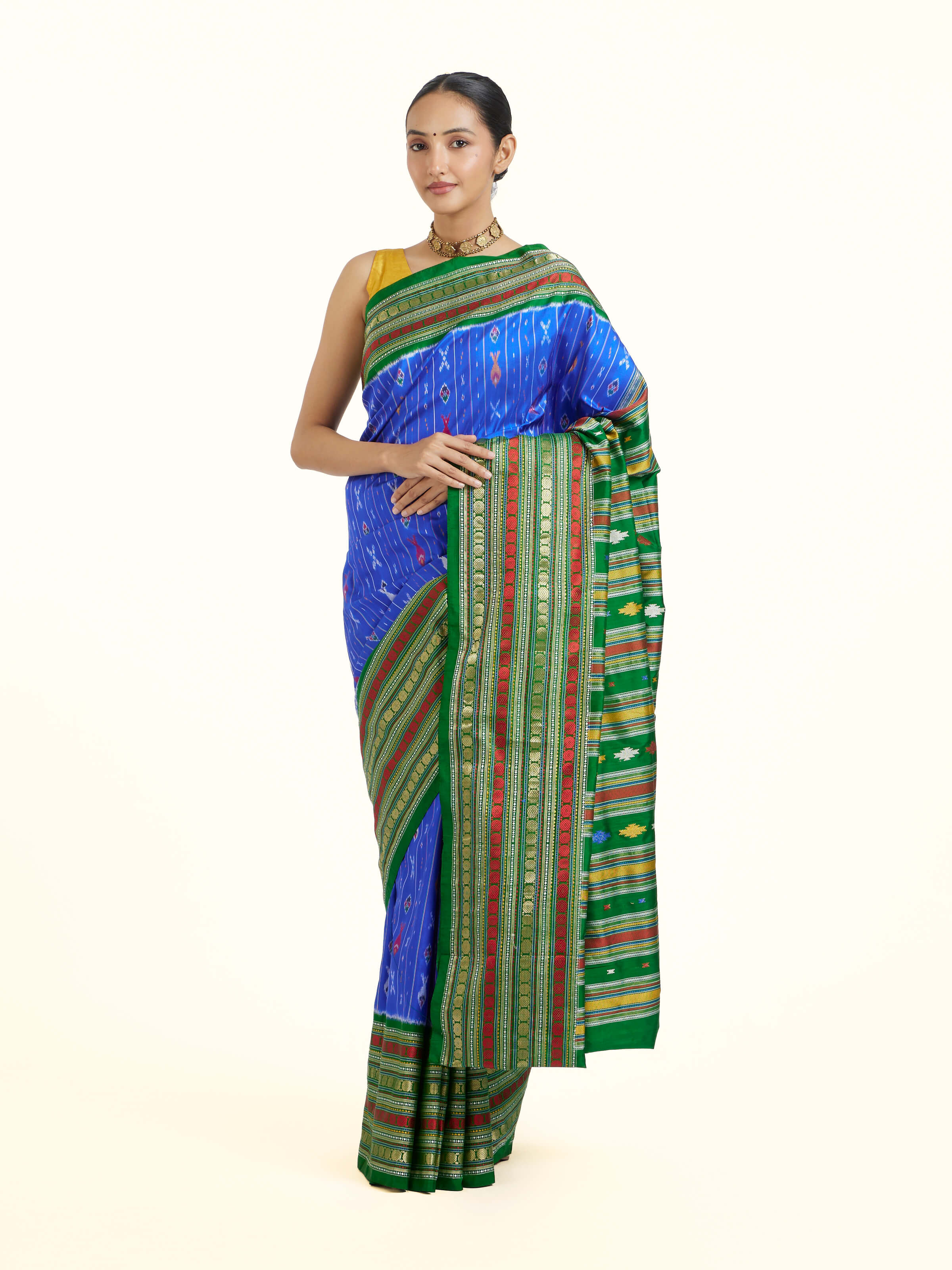 Blue Pochampally Single Ikat Saree