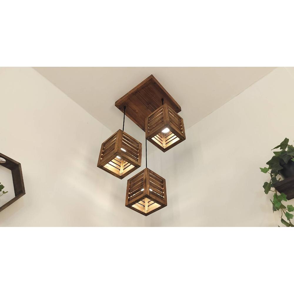 Lyon Brown Solid Wood Cluster Hanging Light