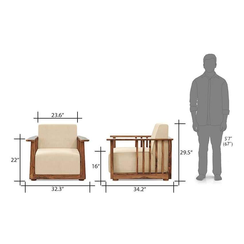 Serra Wooden Sofa - Teak Finish (Midnight Blue)